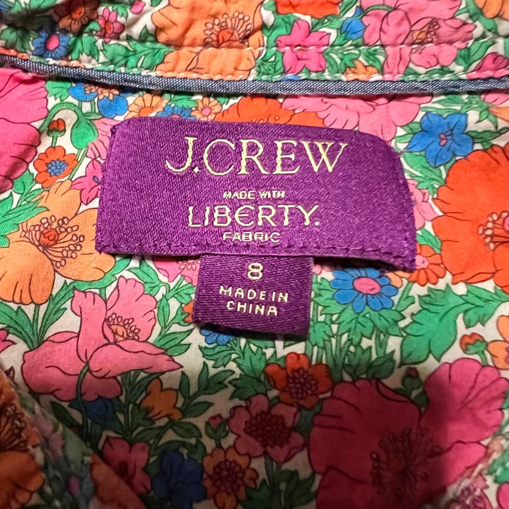 J Crew Shirt Womens 8 Floral Liberty Meadow Song  Button Ling Sleeve - Picture 6 of 8